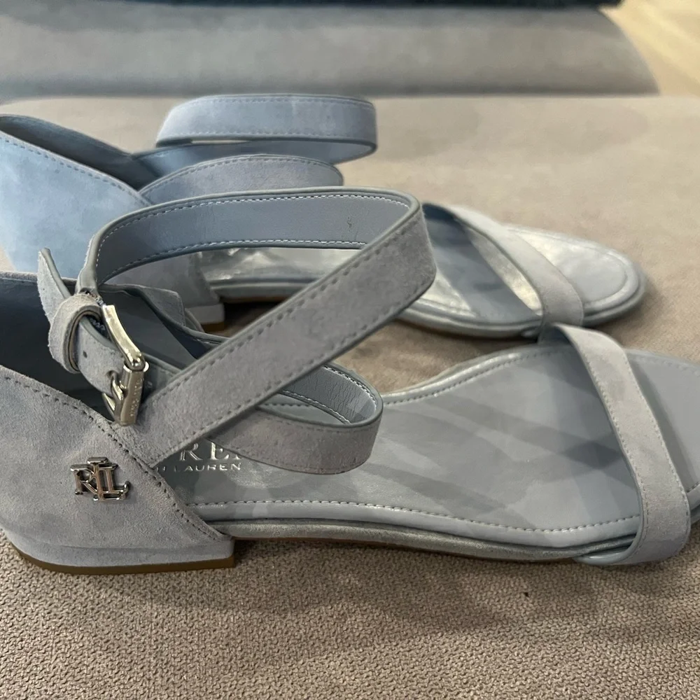 Palph Lauren Betha Blue Suede Ankle Sandal’s Size 7.5 - Picture 2 of 8